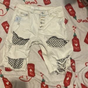 Jean shorts a little above knee length